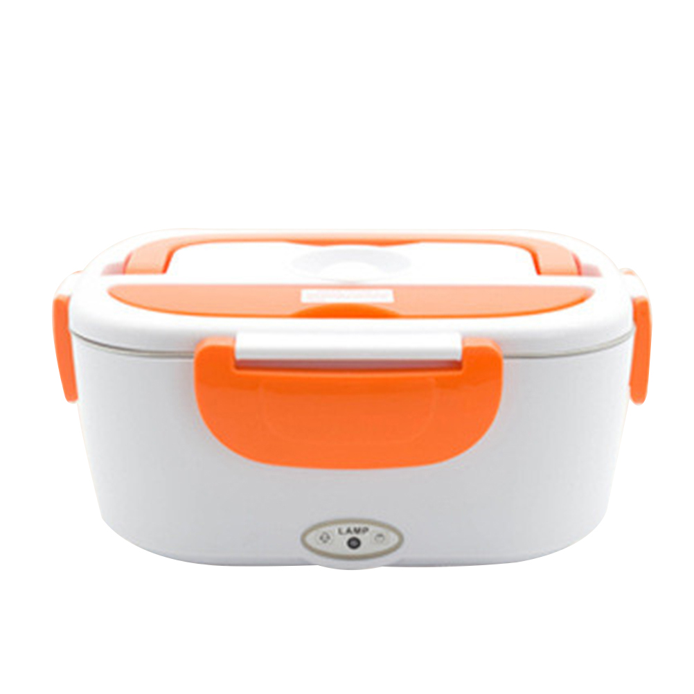 12V Portable Electric Heated Car Plug Heating Lunch Box Travel Food Warmer Container Boxes Stainless Steel Food Container A30: Orange