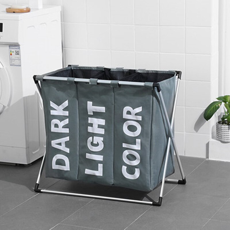 Popular Foldable Laundry Basket Organizer Detachable Home Laundry Hamper Sorter Waterproof Bohemian Large Laundry Basket Split: Medium Gray 3 cells