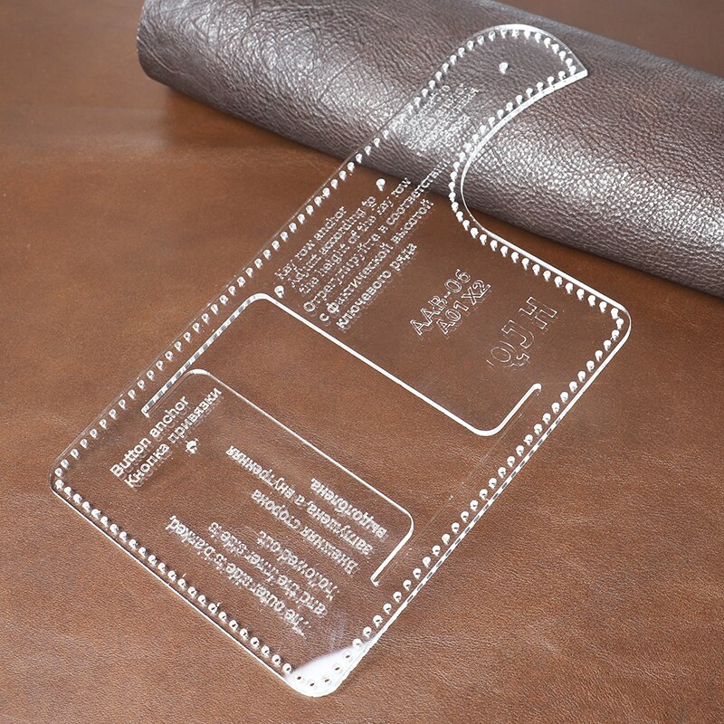 1 Juego de funda de llave de personalidad para manualidades de cuero, patrón de costura acrílico duro y plantilla de papel Kraft, 15,5 cm x 7cm