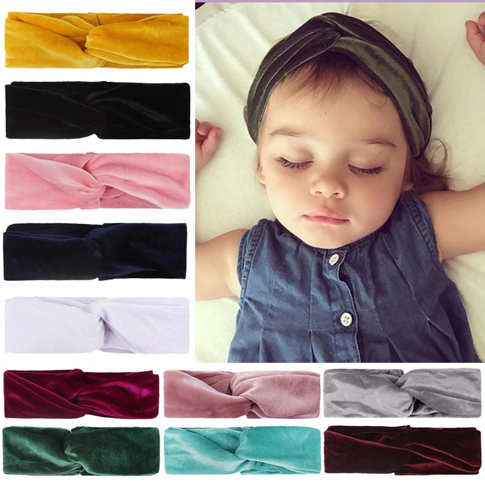Baby Headbands Turban Gold Velvet Hairbands Newborn Baby Turban Infant Toddler Elastic Hair Bands Baby Girl Hair Accessories