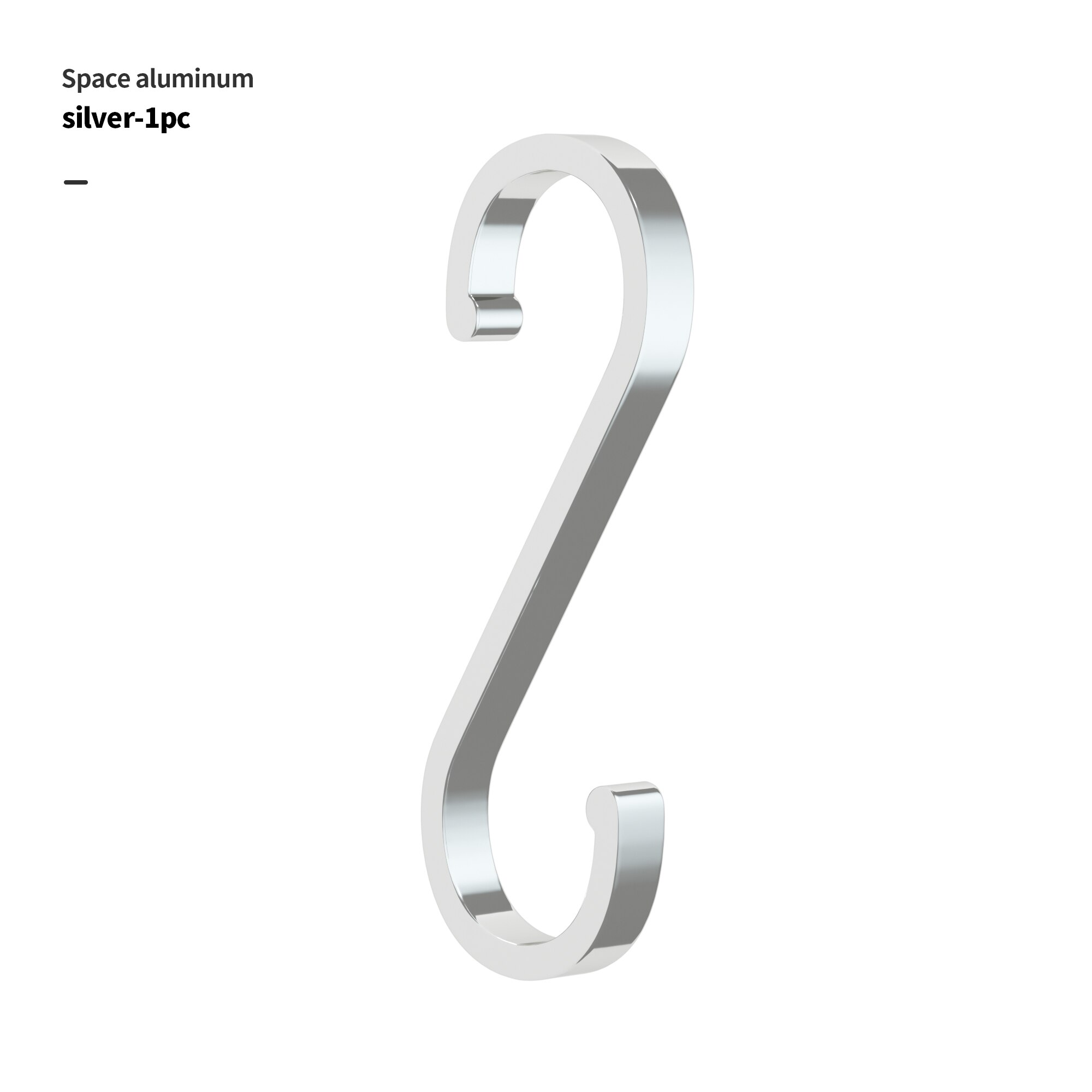 1/5/10Pcs S en Forme De Crochet En Aluminium D'espace Crochets De Stockage En Métal Crochet Fermoir Porte-Crochets Suspendus Rangement Outils: 1pcSilver