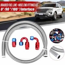 1M Braided Fuel Line Racing Hose Stainless Steel Oil/Fuel Hose Line With Hose End Fittings Kit Oil Cooler Pipe Cooling System