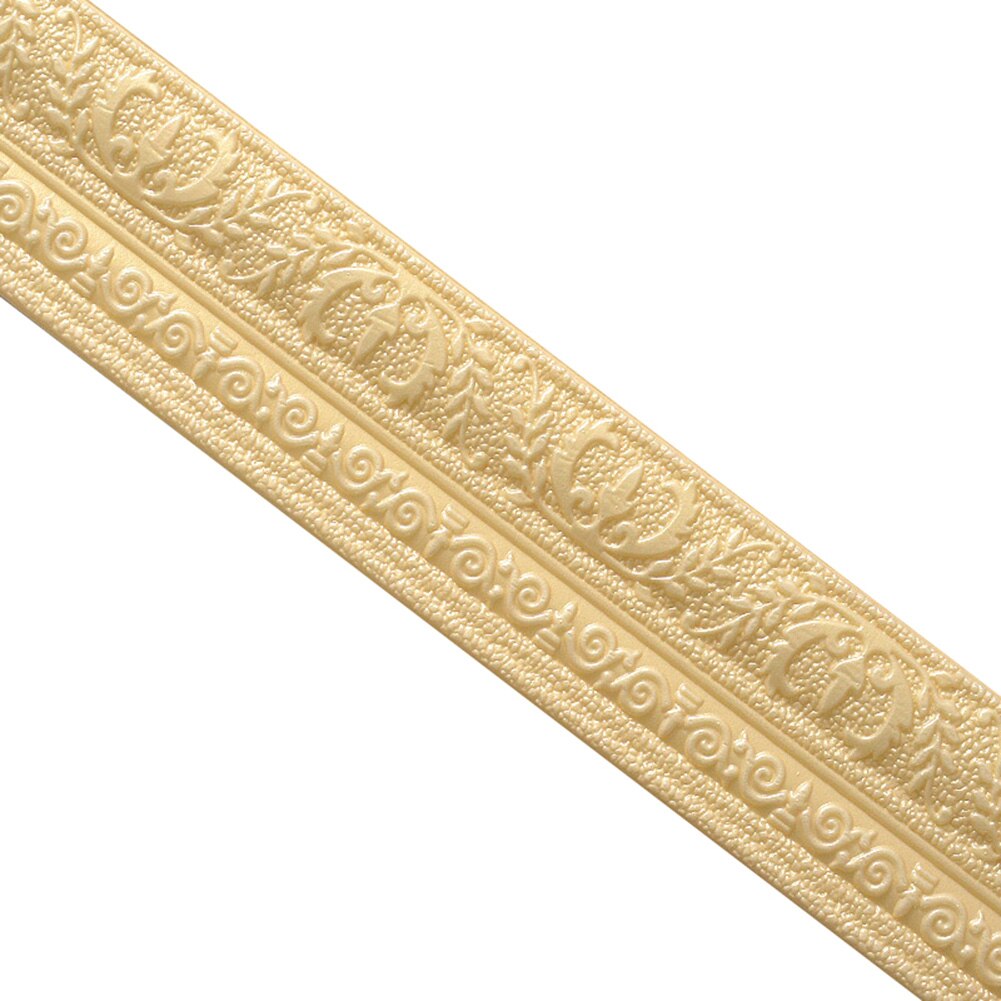 Wall Trim Line Skirting Border 3D Pattern Sticker Decoration Self Adhesive Waterproof Strip SEC88: Gold  A