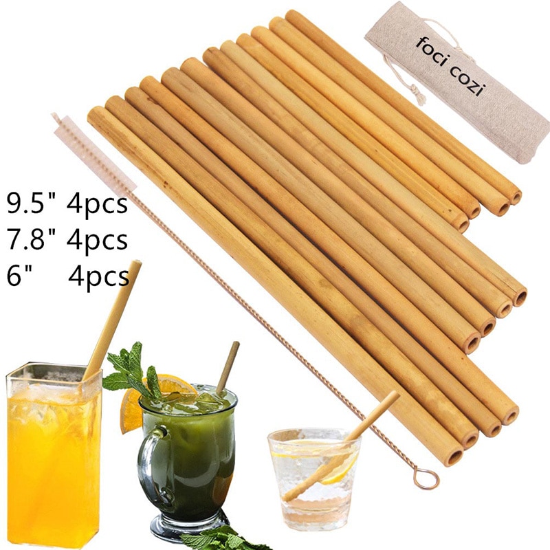 12 stk miljøvenlig bambus halmpose bar tilbehør genanvendelig sugerør børste genanvendelige sugerør cocktail bryllup dekoration