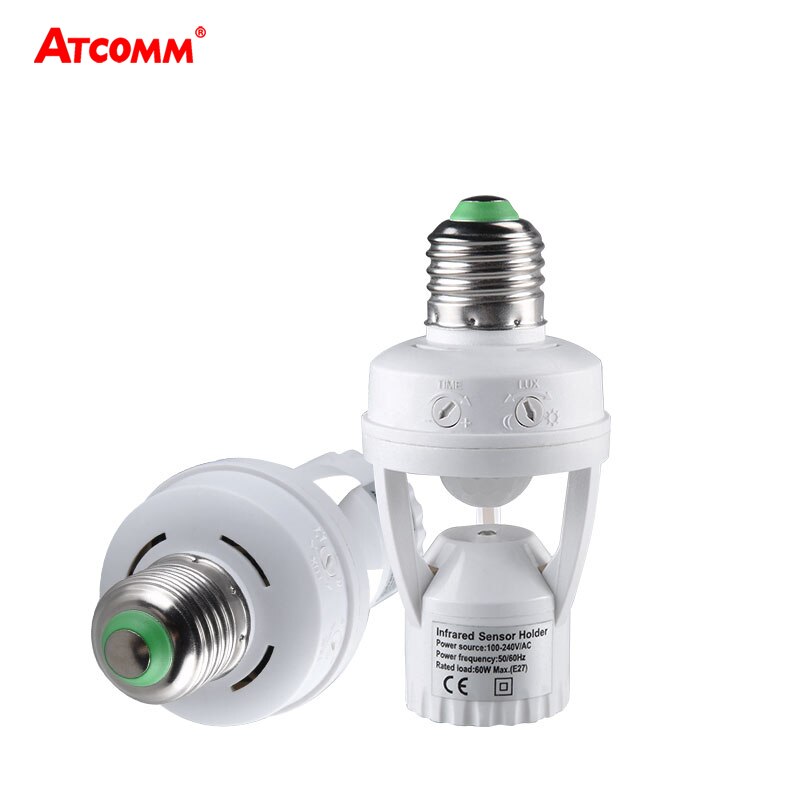 Pir rörelsesensor uttag  e27 omvandlare 100-240v auto smart induktionsbrytare  e27 ampull led lamphållare