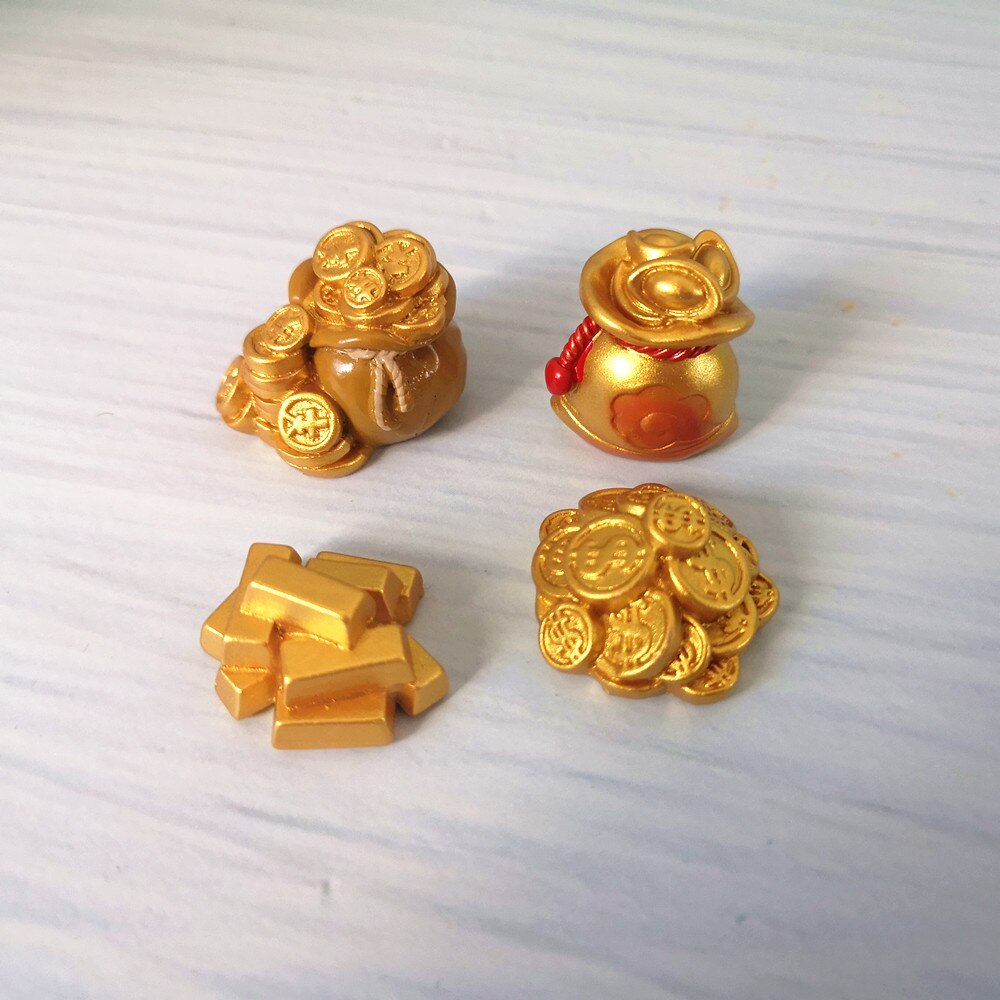 4pc Ingots Fortuin Rijkdom Doos Model Beeldje Thuis Ornament Glas Decor Miniatuur Ambachtelijke Tuin Fairy Decoratie DIY Accessoires: Set A