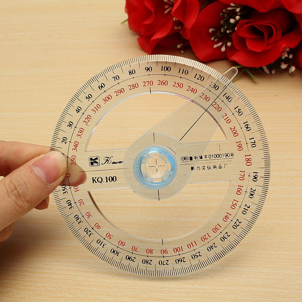 Plastic Round Ruler Patchwork Ruler 360 Degree Pointer Protractor Ruler Angle Finder Swing Arm For School Office Sewing Supplies