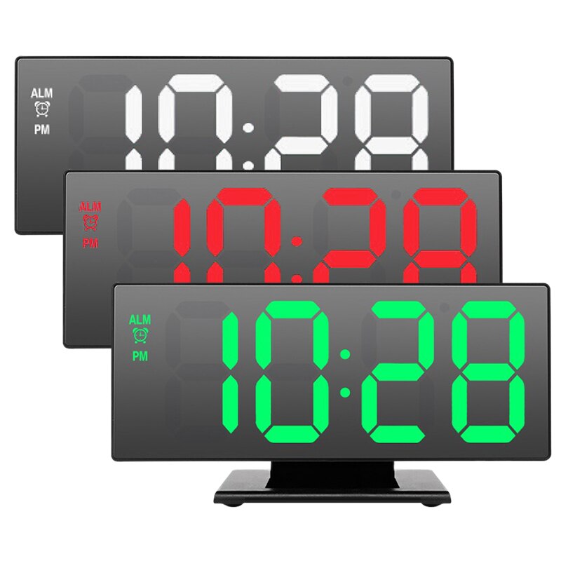 Alarm Clock LED Digital Clock Desktop Multi-function Mirror Snooze Display Time Night LCD Table Lamp Desktop Home Table Decor