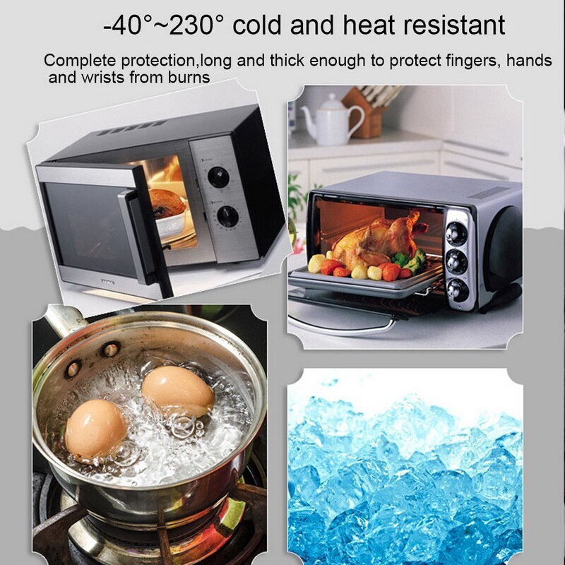 2 uds guante de silicona resistente al calor grueso BBQ Grill guantes cocina impermeable horno manoplas de cocina Grill hornear guantes