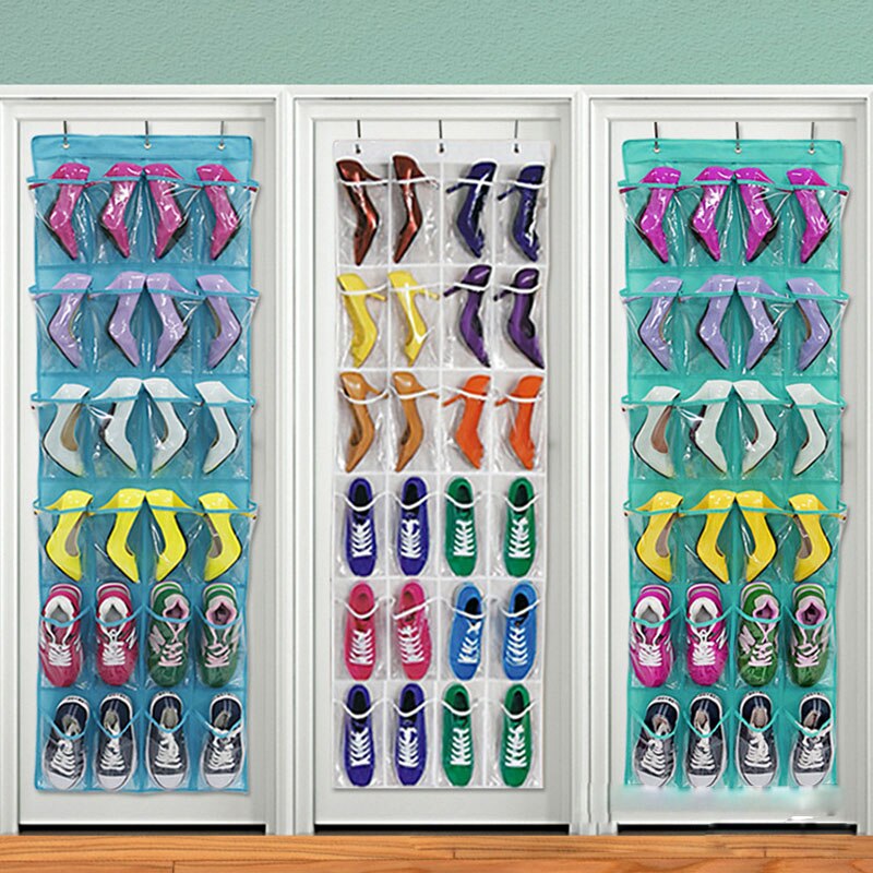 Organizador colgante con 24 bolsillos, bolsa de almacenamiento detrás de la puerta, para zapatos, parachoques, para cuna, cocina, baño, con ganchos