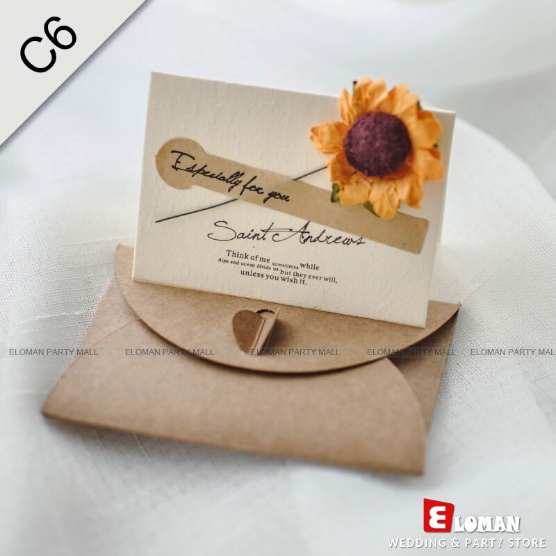 25 stk lomme bryllupsinvitationskort-eloman-bryllupsfødselsdag brude og baby shower billige invitationer med konvolut + blanke kort: C6- solsikke -25 stk