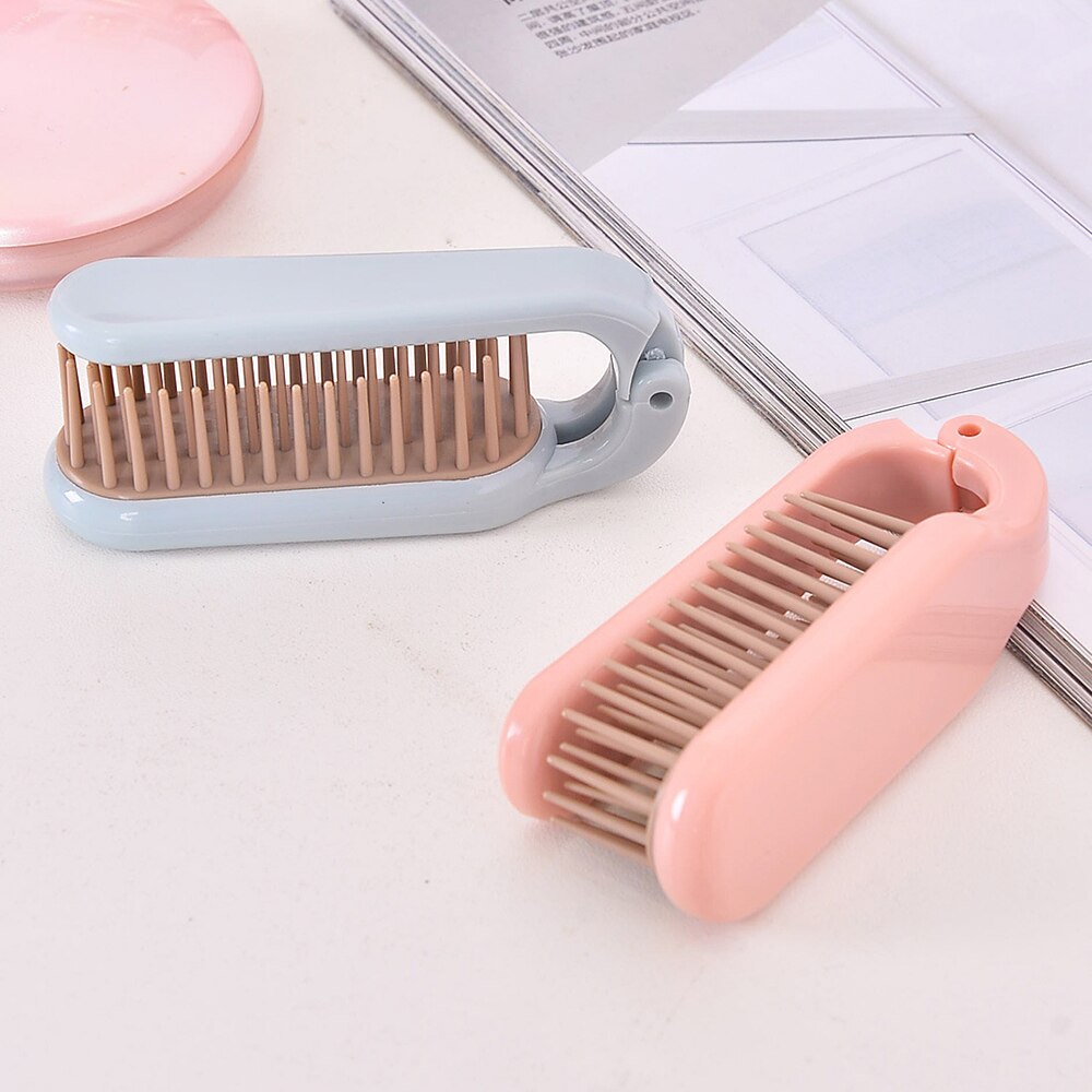 1pc Faltbare Haar Kamm Tragbare Reise Eisstockschießen Gerade Haar Pinsel Weiche Zahn Anti Statische Kopf Massagegerät Haar Styling Mithelfer