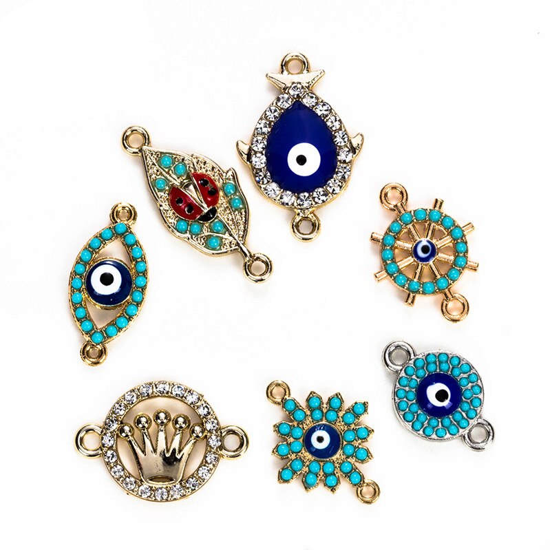 Glück auge Fatima Hamsa Hand Schmetterling Türkische Evil Eye Charms Set Legierung für Armband Halskette Schmuck Machen Zubehör BD378: Combo 2