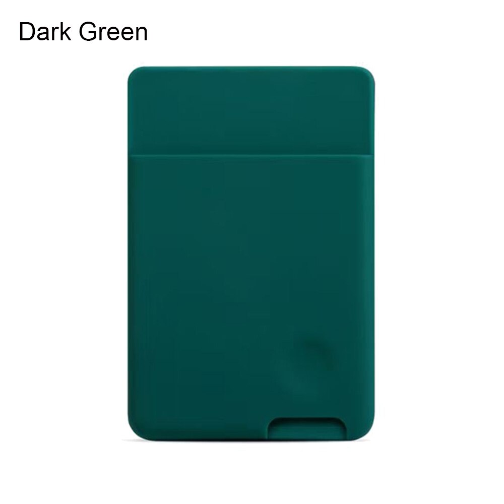 Universele Zelfklevende Sticker Kaart Mouwen Telefoon Portemonnee Geval Stok Op Id Credit Kaarthouder Elastische Siliconen Gsm-zakje: dark green