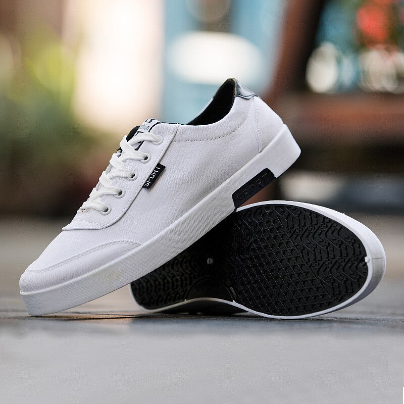 spring and autumn explosions men's shoes student canvas shoes men's white shoes trend sports casual shoes non-slip breathab: White / 8.5