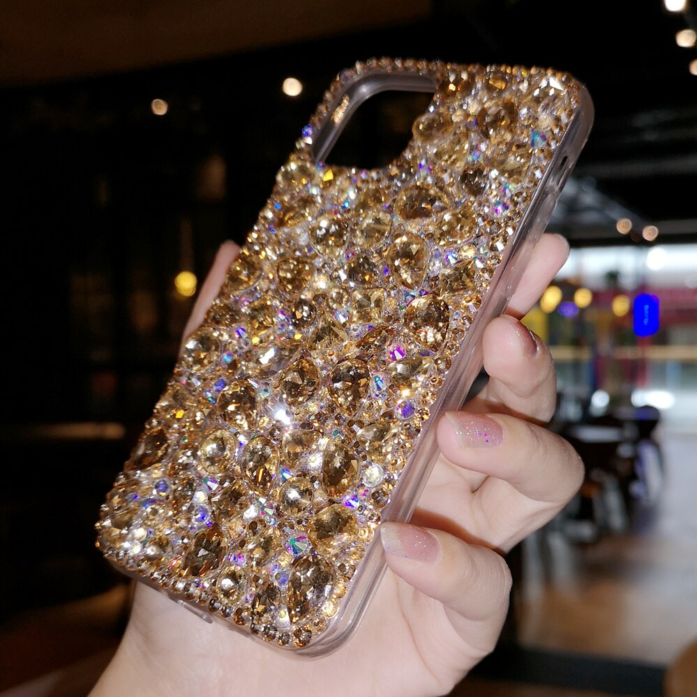 Luxury Gold Big Diamond Phone case For LG G6 G7 G8 G8S G8X ThinQ V30 V40 V50 V50S Q Stylo 4 5 K40 K50 Rhinestone Cover