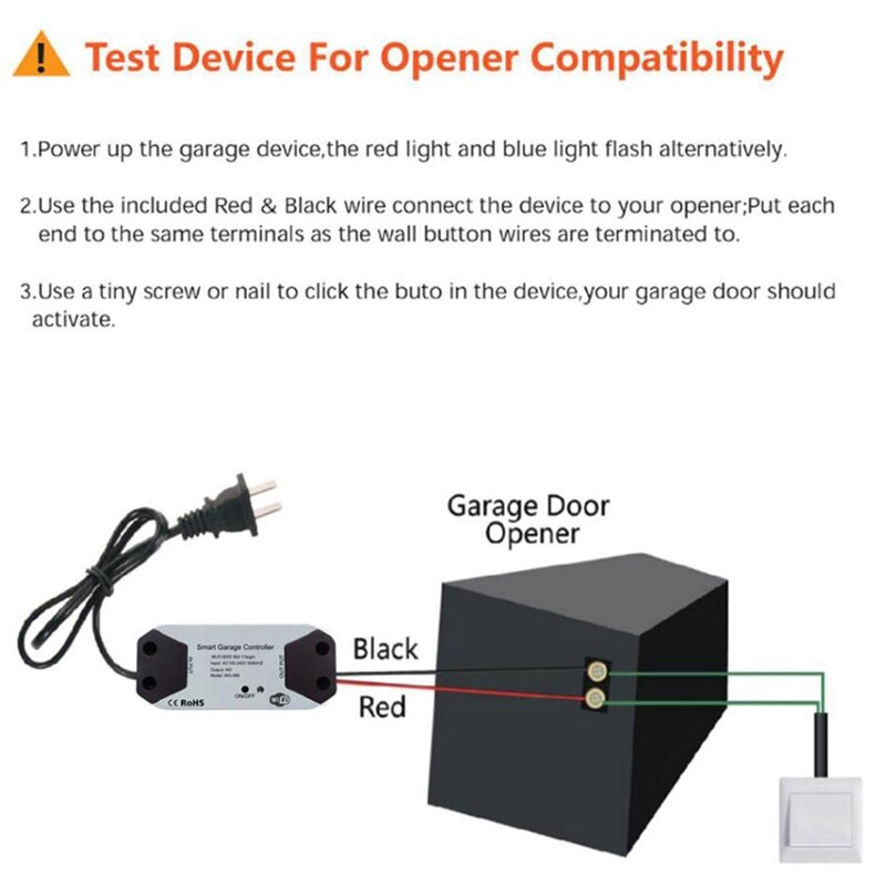 Smart Garage Door Controller Voice Control Notification Mode Work with Alexa Google Home Control (US Plug)
