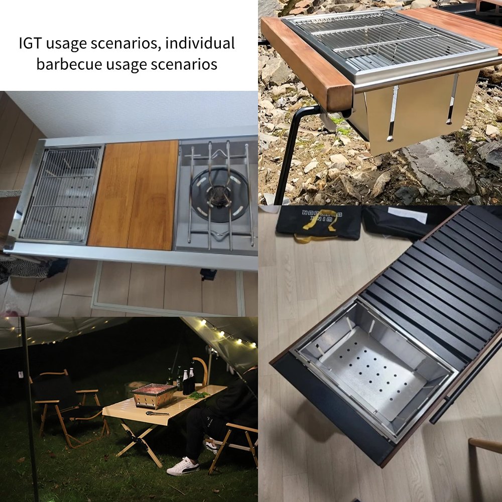 Parrilla de barbacoa de acero inoxidable 304, estufa portátil para exteriores, estufa de mesa IGT, estufa de leña plegable, barbacoa, estufa de Camping