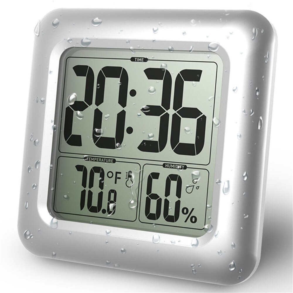 Timers Lcd Digitale Waterdichte Voor Water Spatten Badkamer Muur Klok Met Sucker Wassen Douche Klokken Timer Temperatuur Vochtigheid