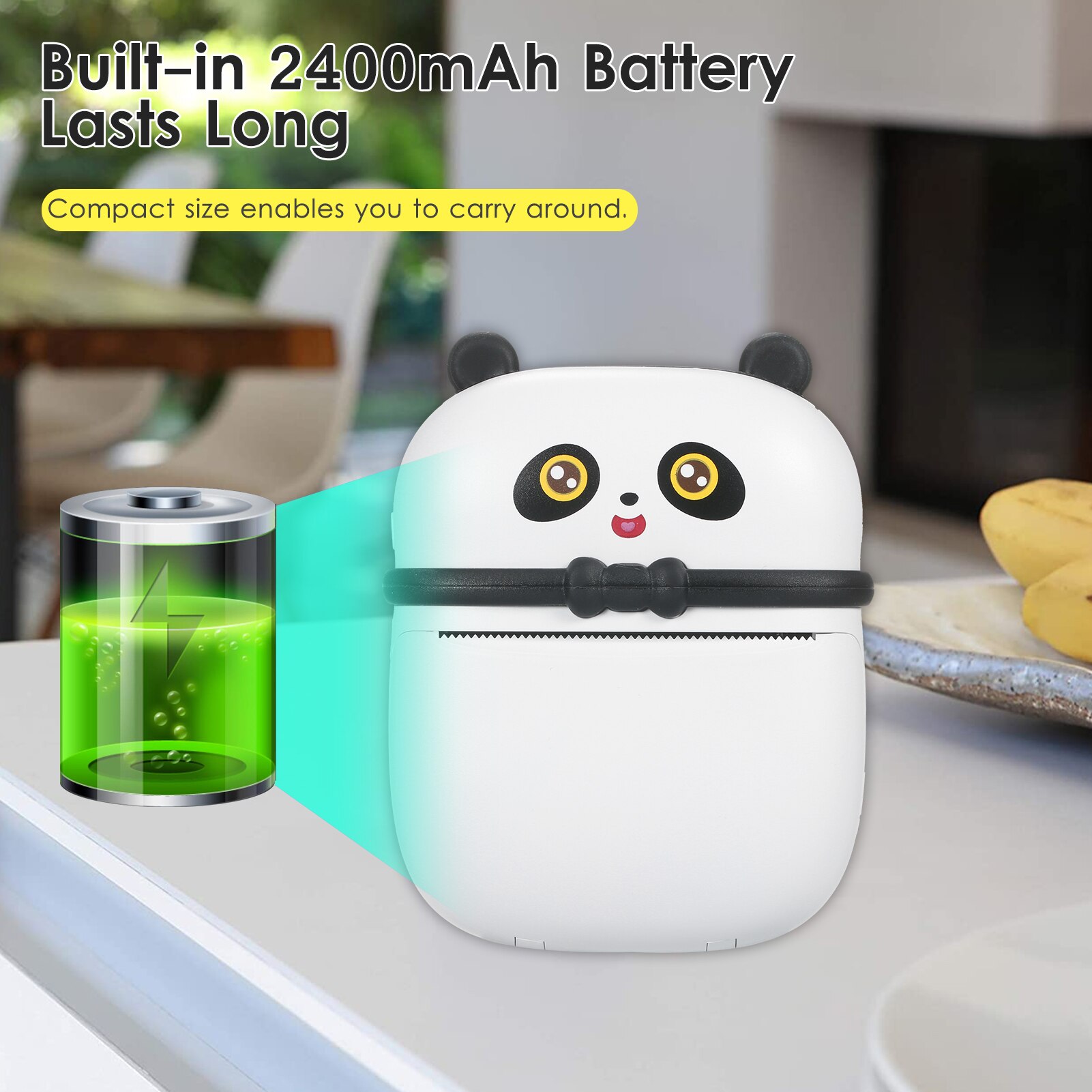 Mini Portable Wireless Thermal Printer 57mm Direct Thermal Printer 200 dpi Photo Note Label Printer Compatible with Android iOS