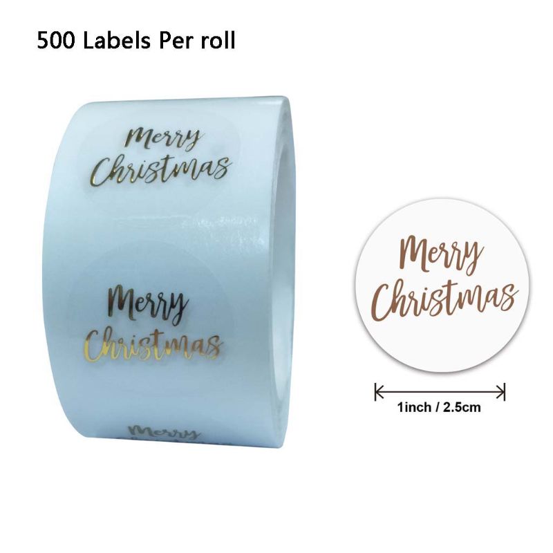 500pcs Round Transparent Merry Christmas Stickers Envelope Cards Seal Label