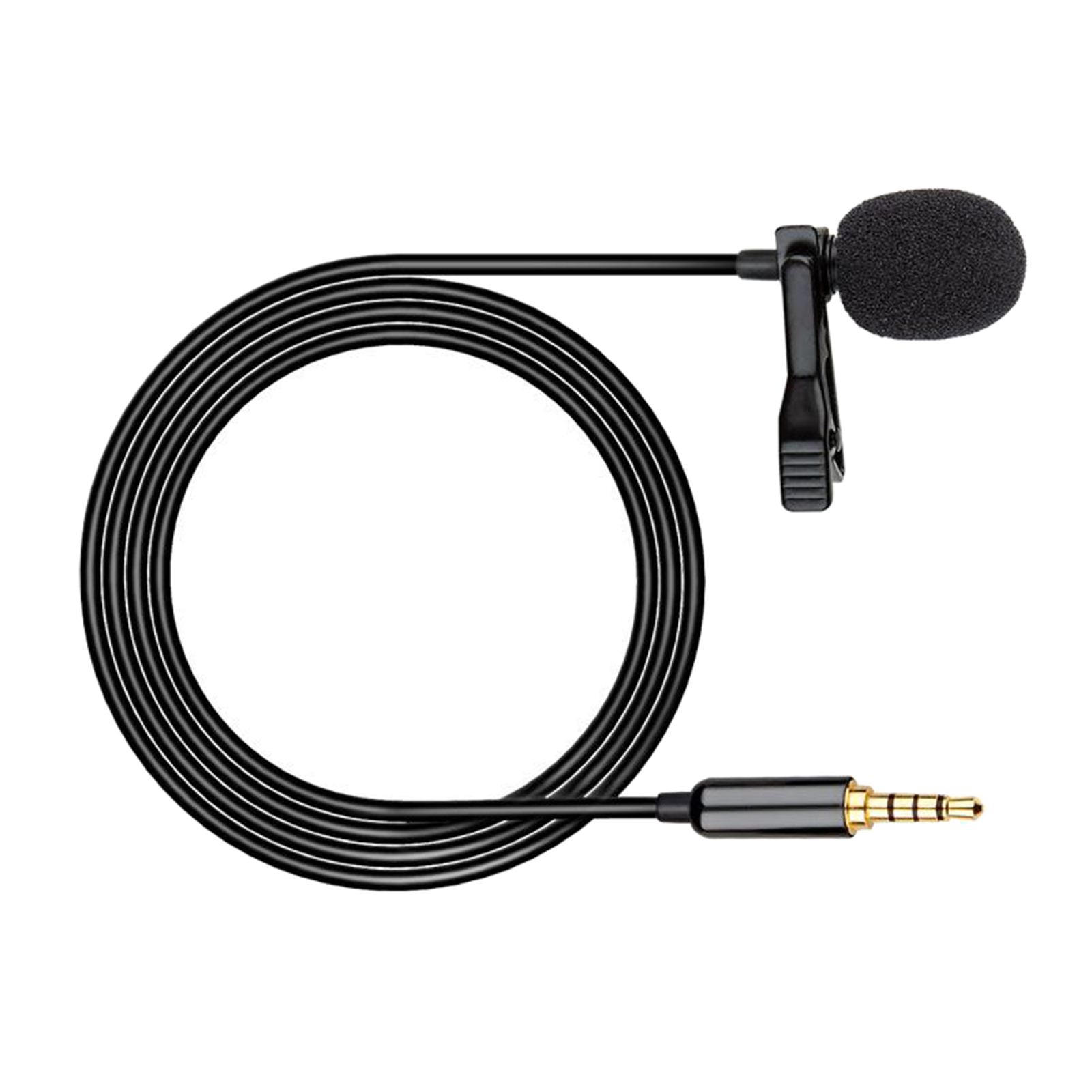 Clip-on Lapel Mic Stereo Audio 3.5mm Jack Lavalier Microphone w/ Storage Bag