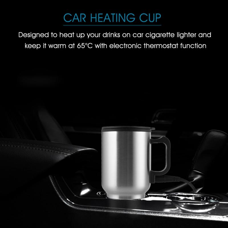 450ml 12V Auto Verwarming Cup Roestvrij Staal Auto Boiler Ketel Reis Koffie Thee Verwarmde Mok Motor Sigaret aansteker Plug