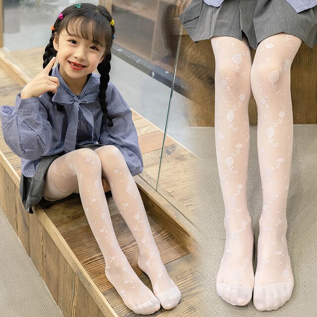 Bambini fiore collant estate ragazze sottili collant anti-zanzara seta traspirante collant per bambini calze da ballo
