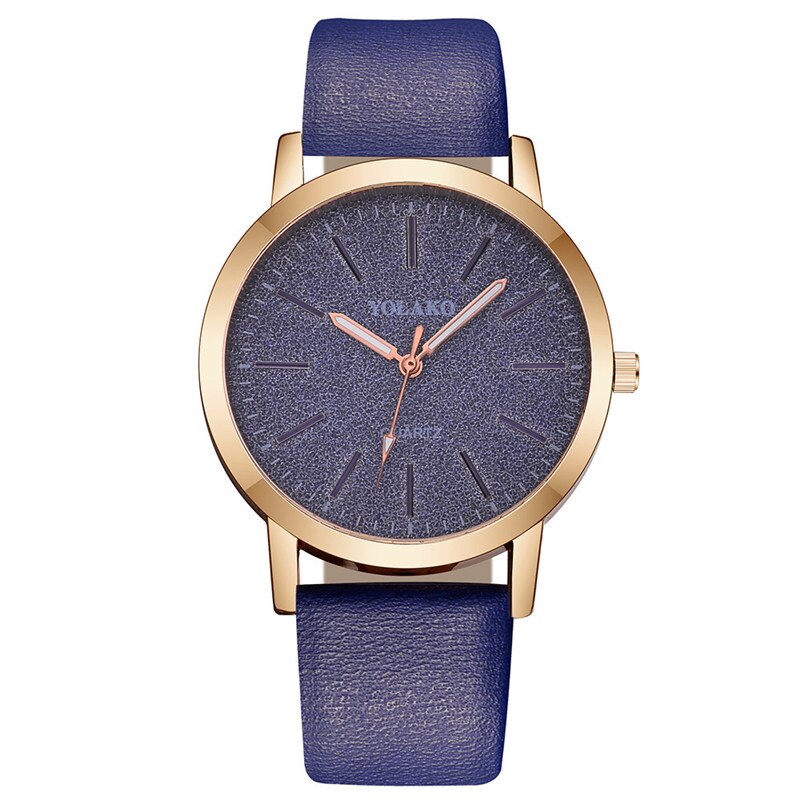 Yolako luksus dameklokker skinnbånd rundt enkel kvarts analog armbåndsur star dial casual kvinnelig klokke  xb40: Blå