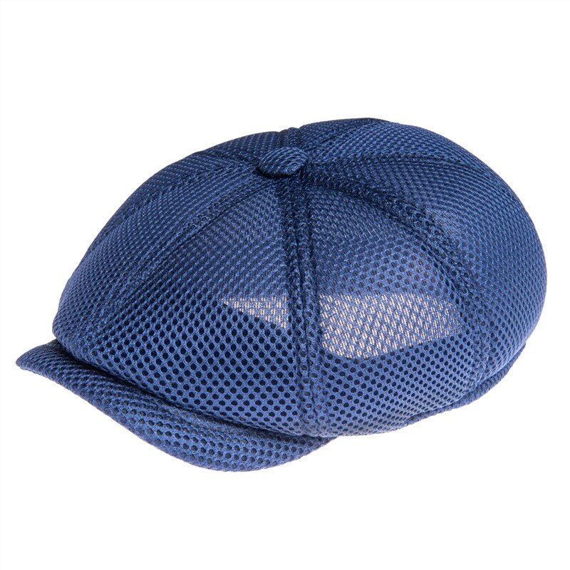 FEINION-casquette Newsboy respirante pour hommes et femmes, chapeaux Gatsby, chapeau de boulanger, Cabbies d'été en maille, 8 panneaux, Apple 076: Bleu / 63 cm