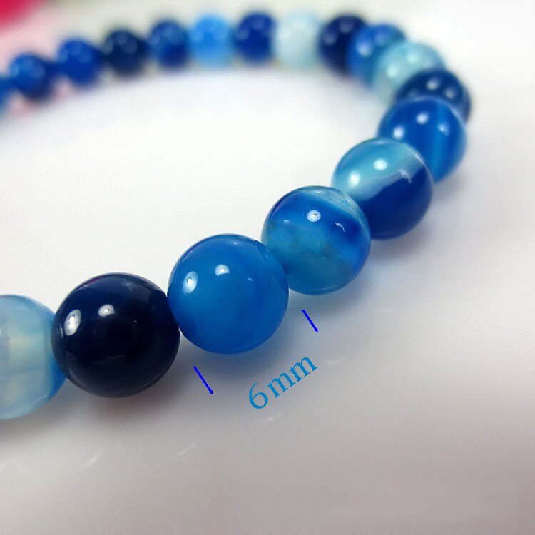 Unisex 6-8-10-12mm Beads Natural Onyx Bracelet for Women Blue Beads Men Bracelets Bangles