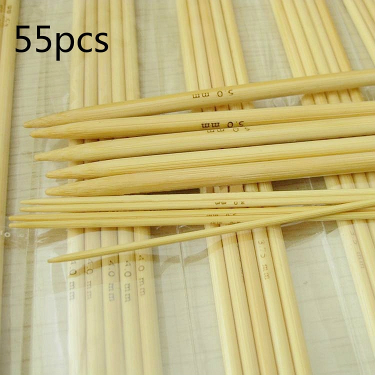55Pcs 13Cm Bamboe Breinaalden Haaknaalden Breinaalden Bamboe Naalden Trui Weven Naald.