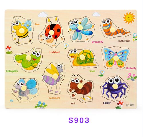 Kids Puzzels Speelgoed Voor 2-4 Leeftijden, houten Speelgoed Puzzels Kids Houten Games Onderwijs Leren Speelgoed Cartoon Dier Voor Kinderen Speelgoed: Roze