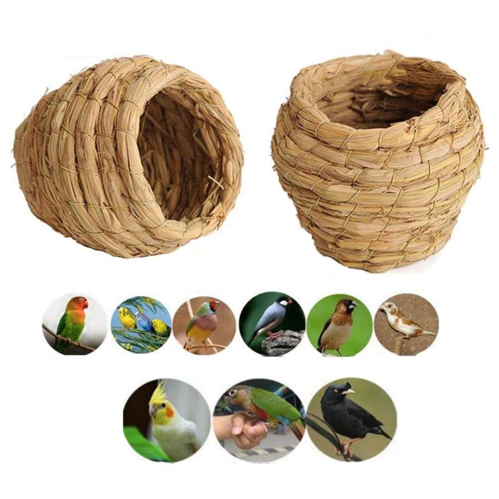 Hand-Woven Straw Bird'S Nest Outside Bird House Natural Hummingbird Nest Outdoor Decoration Woven Parrot Nest House Pet Bedroom
