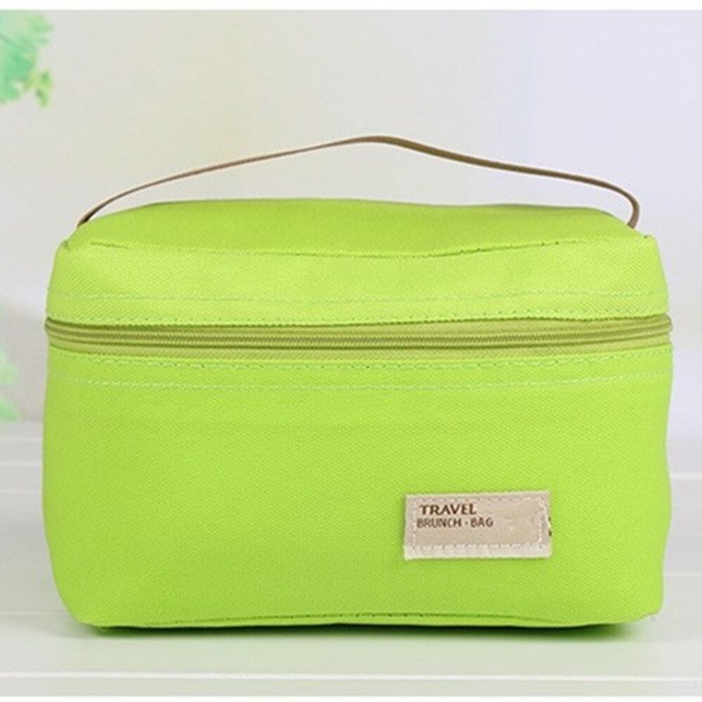 4 Kleur Kleine Draagbare Waterdichte Nylon Koeltas Lunchbox Leisure Picknick Bento Container Voedsel Thermische Zak Pouch Voor Vrouwen: green