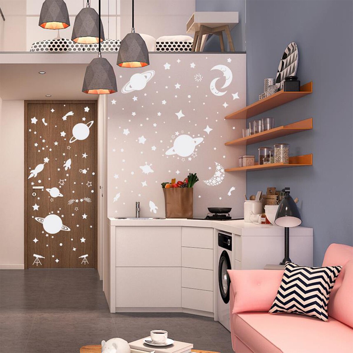 Pegatinas brillantes en la oscuridad estrellas luminosas galaxia planetas adhesivos de pared calcomanías para techo dormitorio decoración del hogar