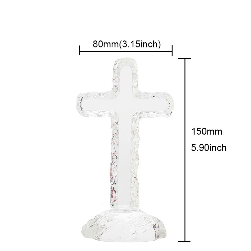 Estatua de cristal de Jesús, Cruz católica, oración religiosa, decoración de Iglesia, bautizo, recuerdos de Bautismo