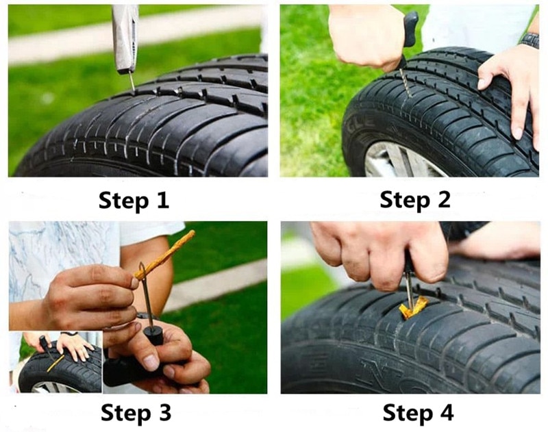 Car Tire Repair Tools Tubeless Tyre Puncture Repair Plug Kit Needle Patch Fix Tool Cement Useful Sets