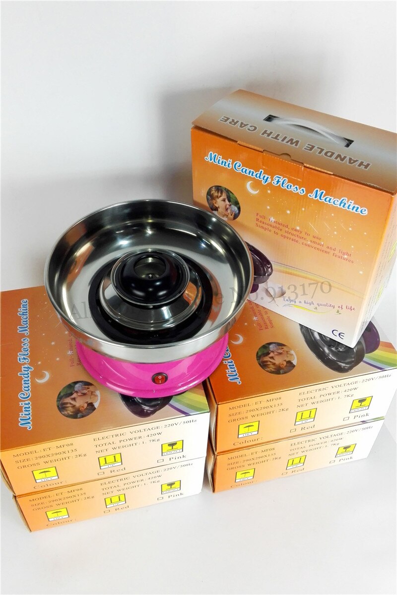 Mini Candy Floss Machine Fairy Floss Sugar Candy Floss Maker Pink Color Stainless Steel Bowl Household Use for Fun