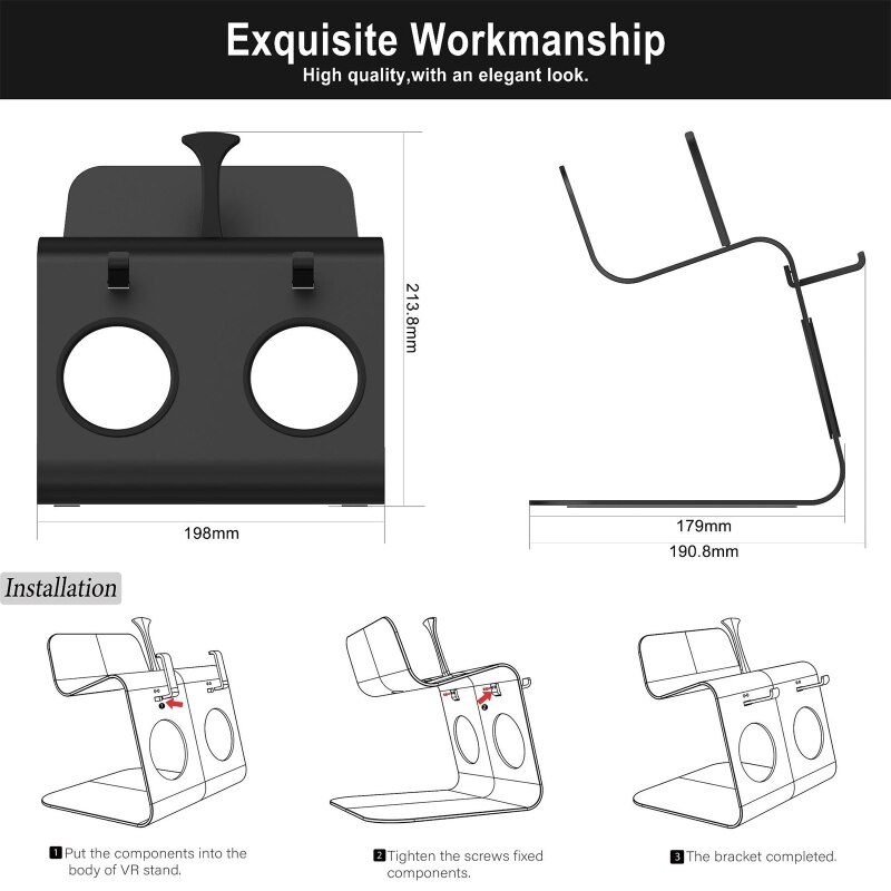 Durable VR Stand VR Headset Stand Compatible with Oculus Quest 2 Headset Display Bracket Protective VR Desk Mount D5QC