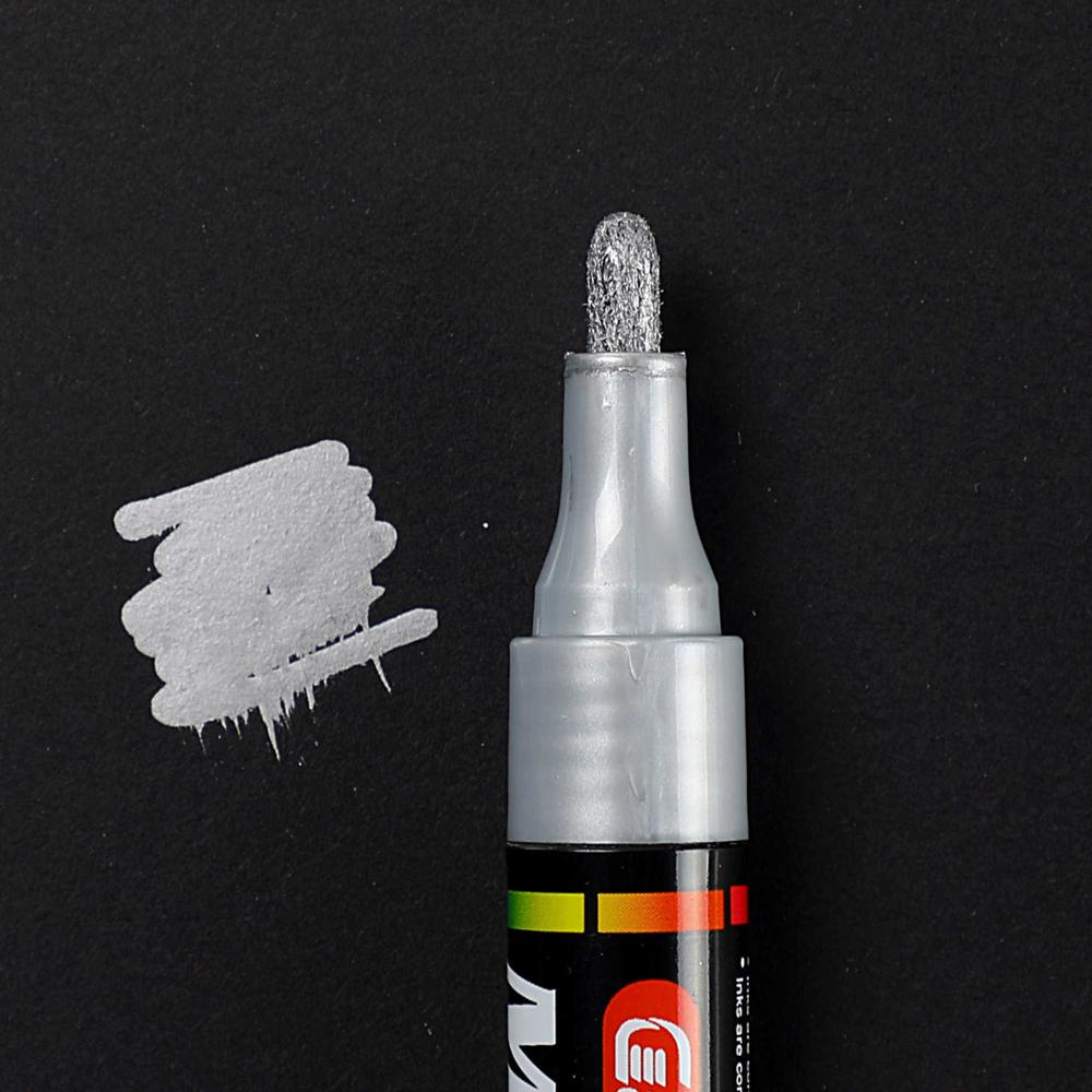 1 kpl öljypohjainen maali metalli markkeri kynät sharpie 3.0mm kulta hopea keraaminen kivi lasi posliinimuki puu kangas kangasmaalaus: Hopea