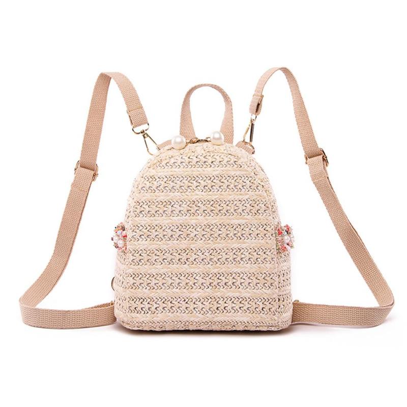 perle paille sac à dos femmes adolescente filles voyage épaule cartables Chic sac à dos femme
