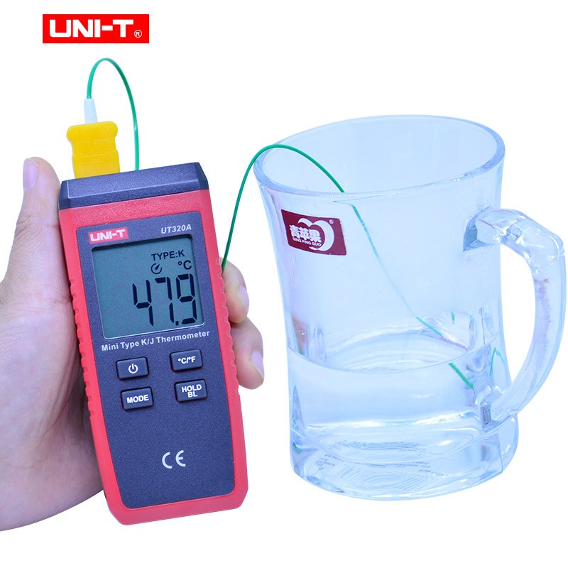 UNI-T UT320A UT320D termómetro de termopar Mini tipo de contacto doble canal K/J medidor de temperatura de fondo de datos mantener automática