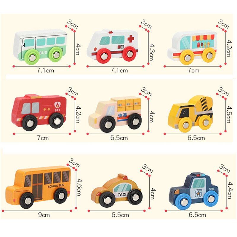 Children&#39;s Toy car magnetic wooden scene car fire truck car ambulance compatible wooden BR train children&#39;s toys W2