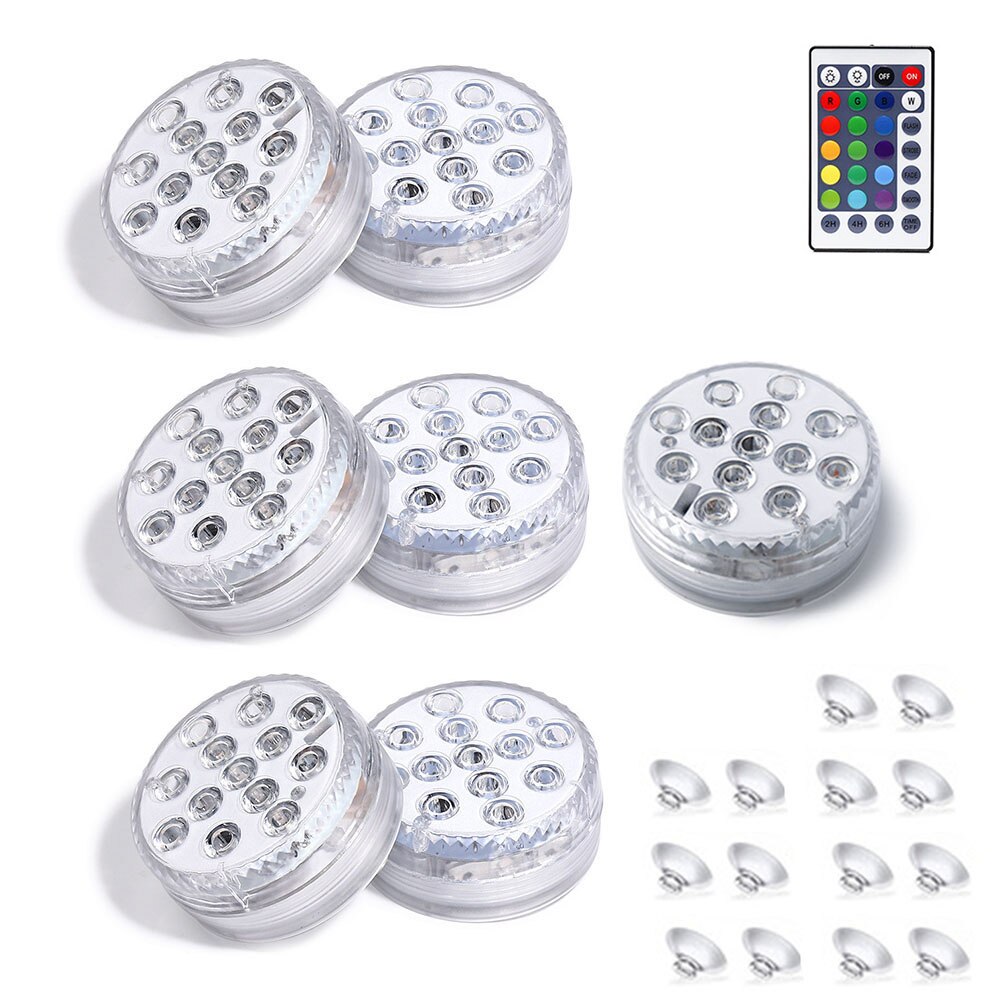 Onderwater led-lamp met 13 leds rgb, onderwatervislamp, op batterijen werkend, infrarood afstandsbediening, draadloze, meerkleurige badlampen: 7 stuks / Zonder batterij