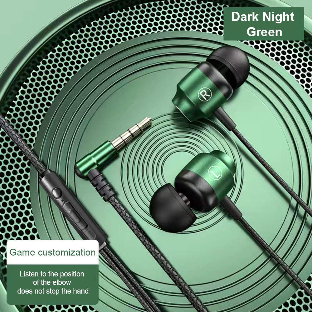 Magnetische kabelgebundene Kopfhörer aus Metall, 3,5 mm L-Buchse, HiFi-Stereo-Kopfhörer, Rauschunterdrückung, Gaming-Headset mit HD-Mikrofon für alle Smartphones
