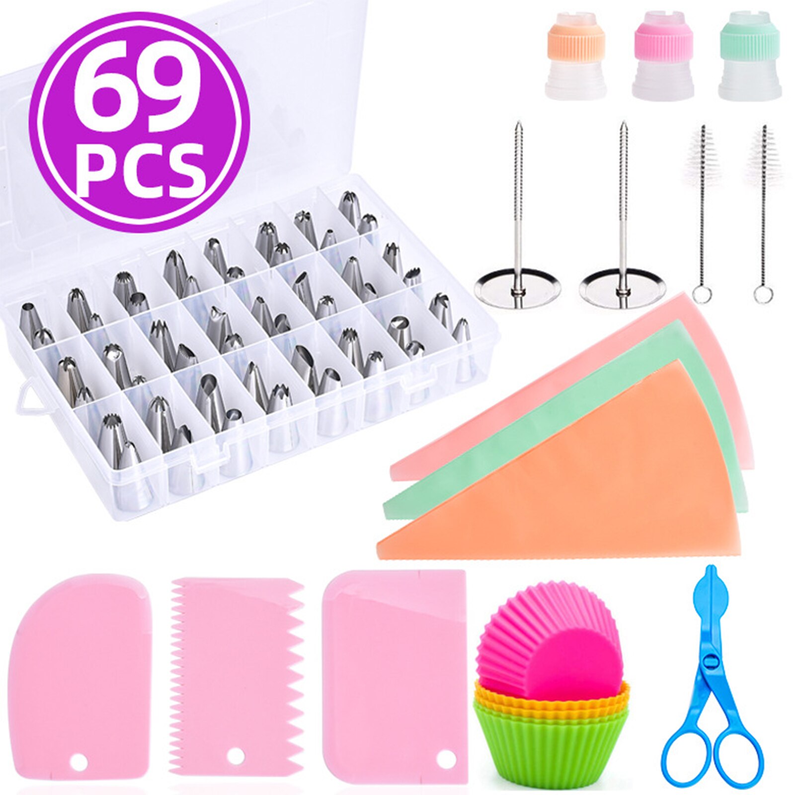 Nifogo Gebaksset, 301-delig, bakaccessoires, bakgerei, draaiplateau voor cake, spuitzak, cupcakevormpjes