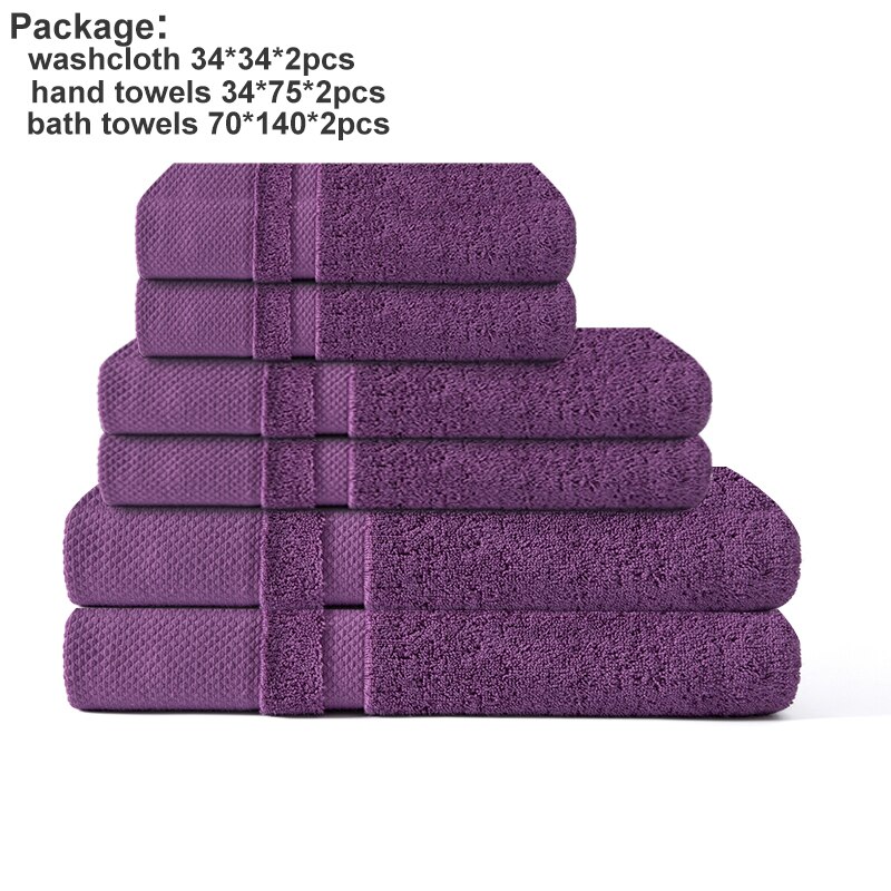 Elka 100% Katoenen Handdoek Set Bathtowel Facetowel Handtowel Zachte Bad Gezicht Handdoek Badkamer Handdoek Sets Grijs 6 Stuks: Paars