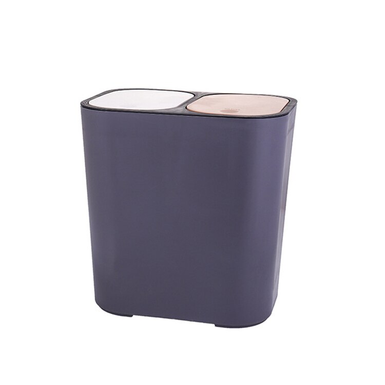 Dry-wet Garbage Classification Trash Can Double Buckets With Cover Office Paper Baskets Household Living Room Kitchen Dustbin: Dark gray