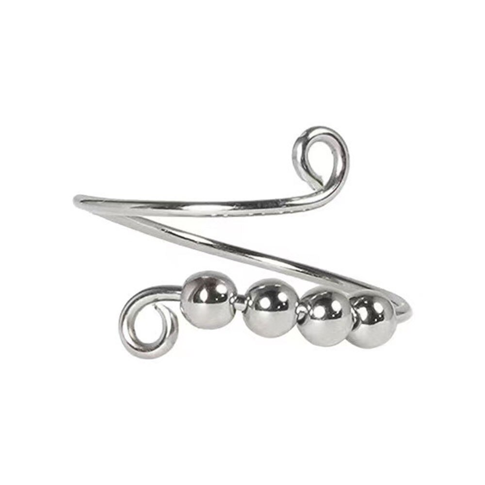 Fidget Beads Fidget Ring Spinner Single Coil Spiral Fidget Ring Beads Rotate Freely Anti Stress Anxiety Ring Toy For Girl Women: B